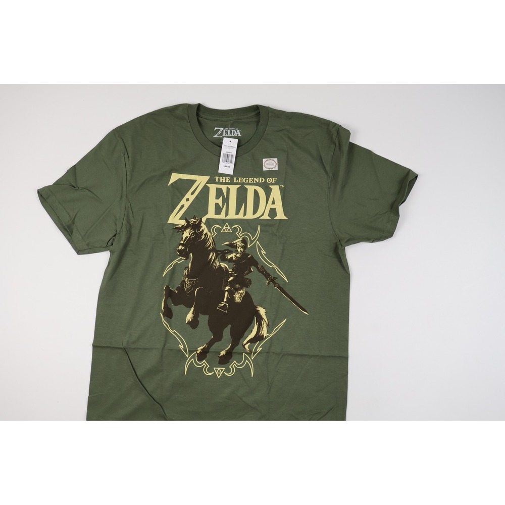 Nintendo Legend of Zelda Link Epona Graphic T-Shirt Olive Green Large NWT